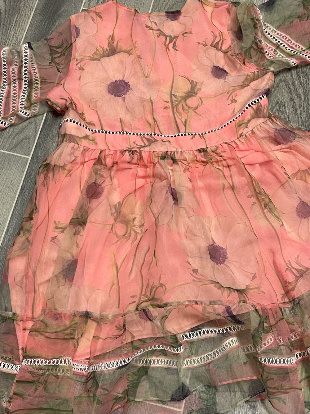 Cynthia Rowley Pink Blouse with Crochet Trim